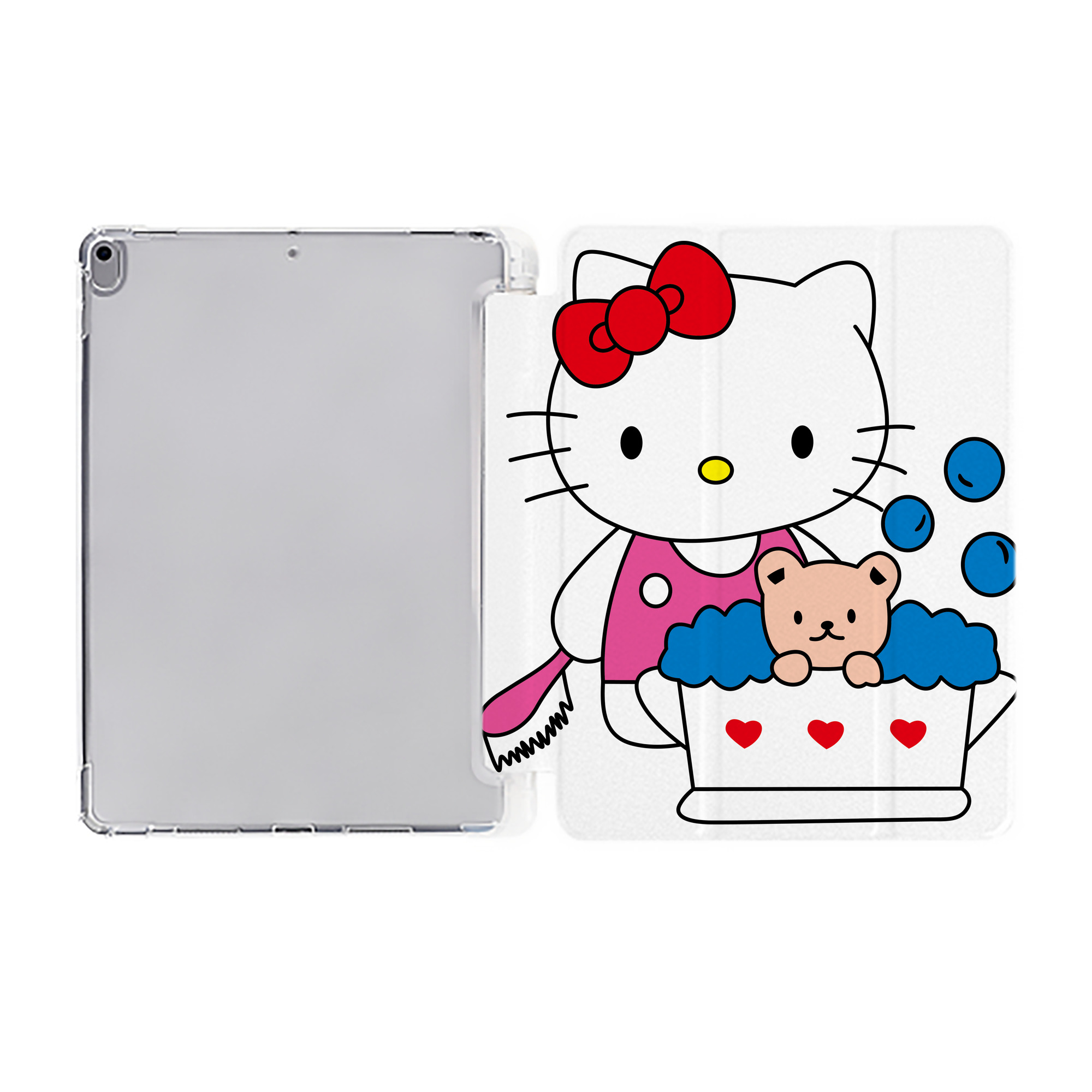 （画像用） Hello Kitty ハローキティ IPad ケース ペン収納付き 三つ折りスタンド PUレザー×シリコン 対応機種9.5/10.5/10.9インチ